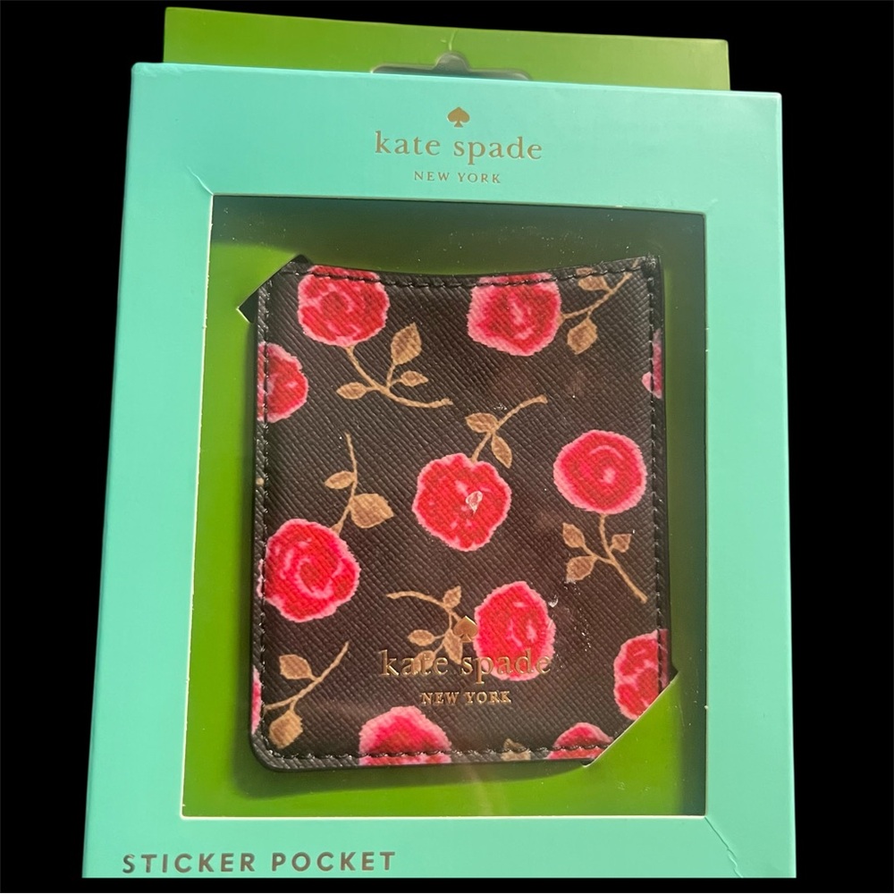 Kate Spade Black Sticker Pocket with Ditsy Rose Print🌹🌹 - Picture 2 of 5